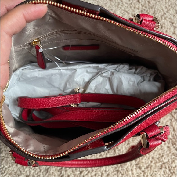 Michael Kors Adele Large Dome Leather Scarlet Satchel - Picture 9 of 14